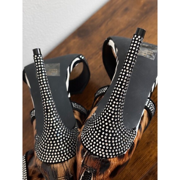 Cape Robbin Nanaye-2 Animal Print Western Open Toe Stiletto Booties Size 8.5 - Picture 9 of 16